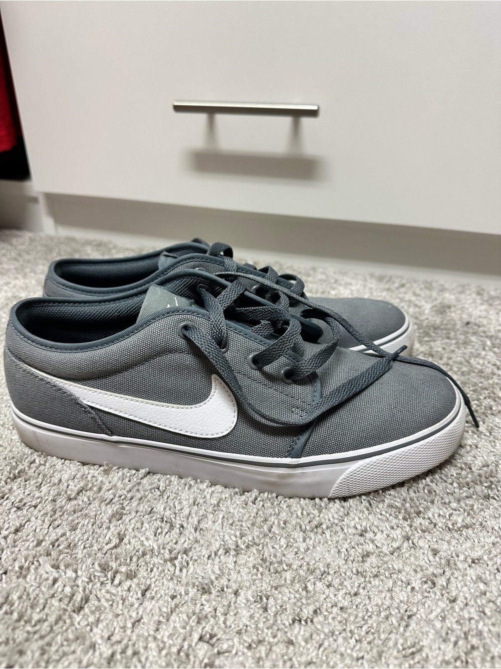 Nike Dark Gray Canvas Low-Top Sneakers with White Swoosh